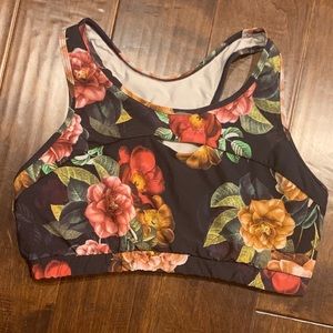 Running Bare Floral Crop Top - Black, Red, Yellow
